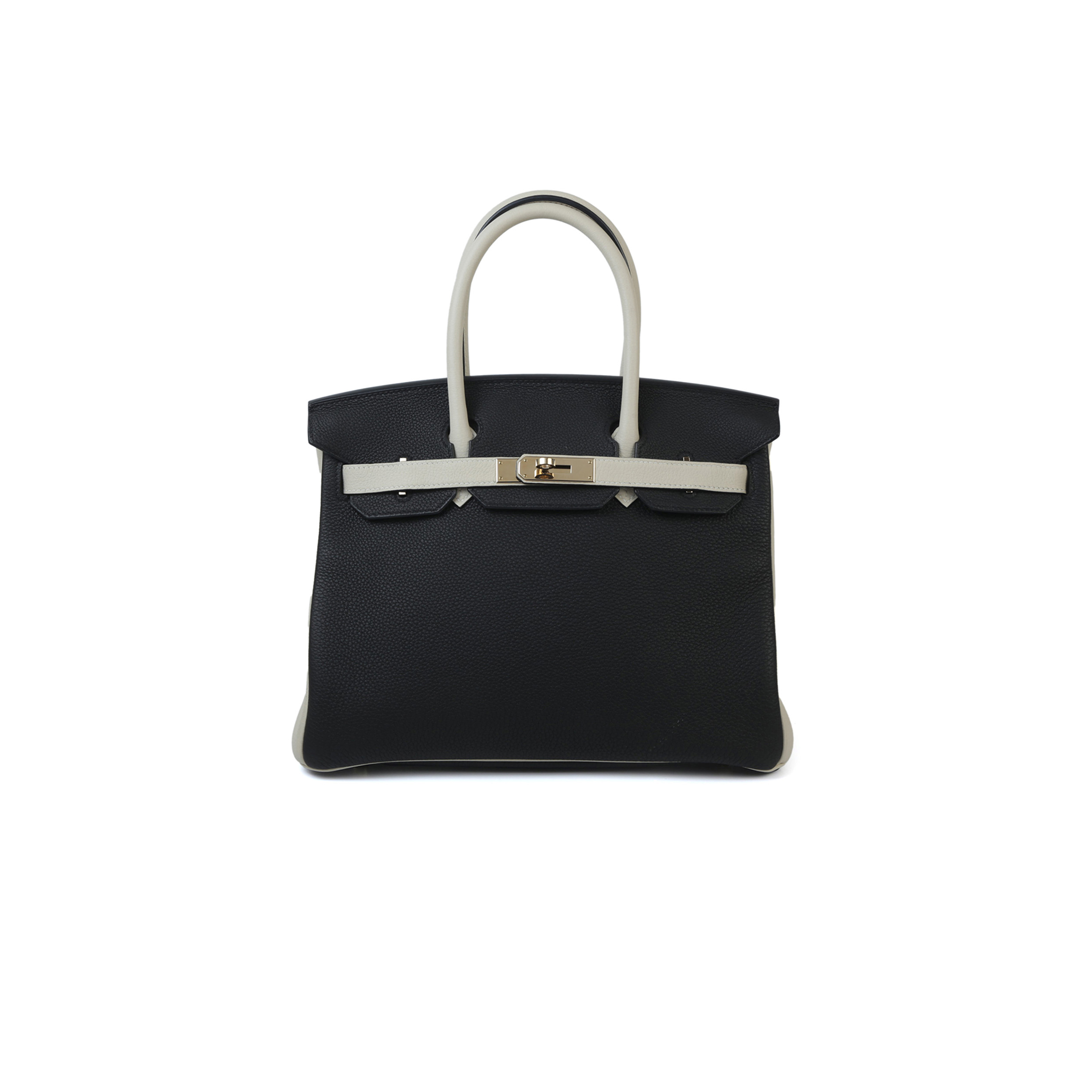 HERMES MASTER BIRKIN 25 BLACK AND WHITE CLEMENCE BAG 4212717702 (25*20*13cm)